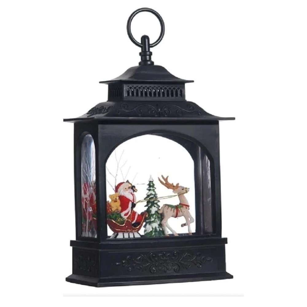 Raz Imports Holiday Water Lantern 11" Santa in Sleigh Lighted Christmas‎ Rudolph